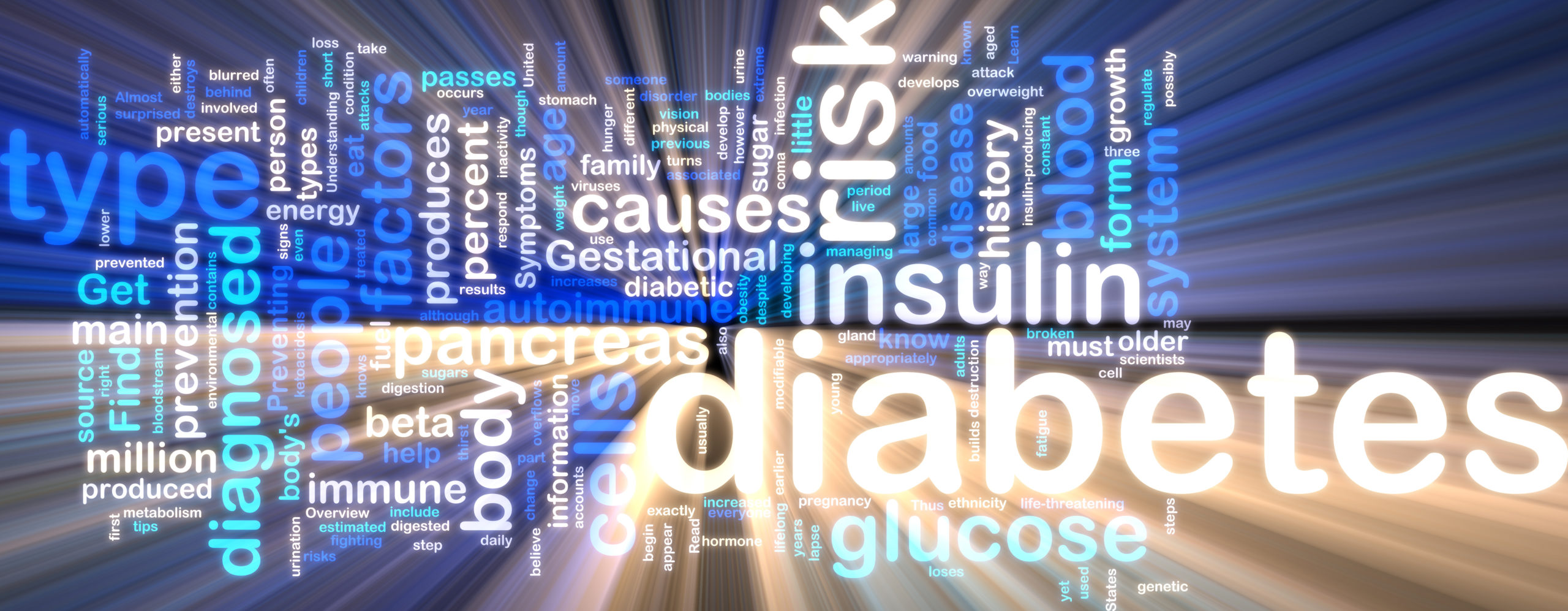 Diabetes wordcloud glowing