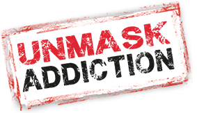 Unmask Addiction graphic logo 