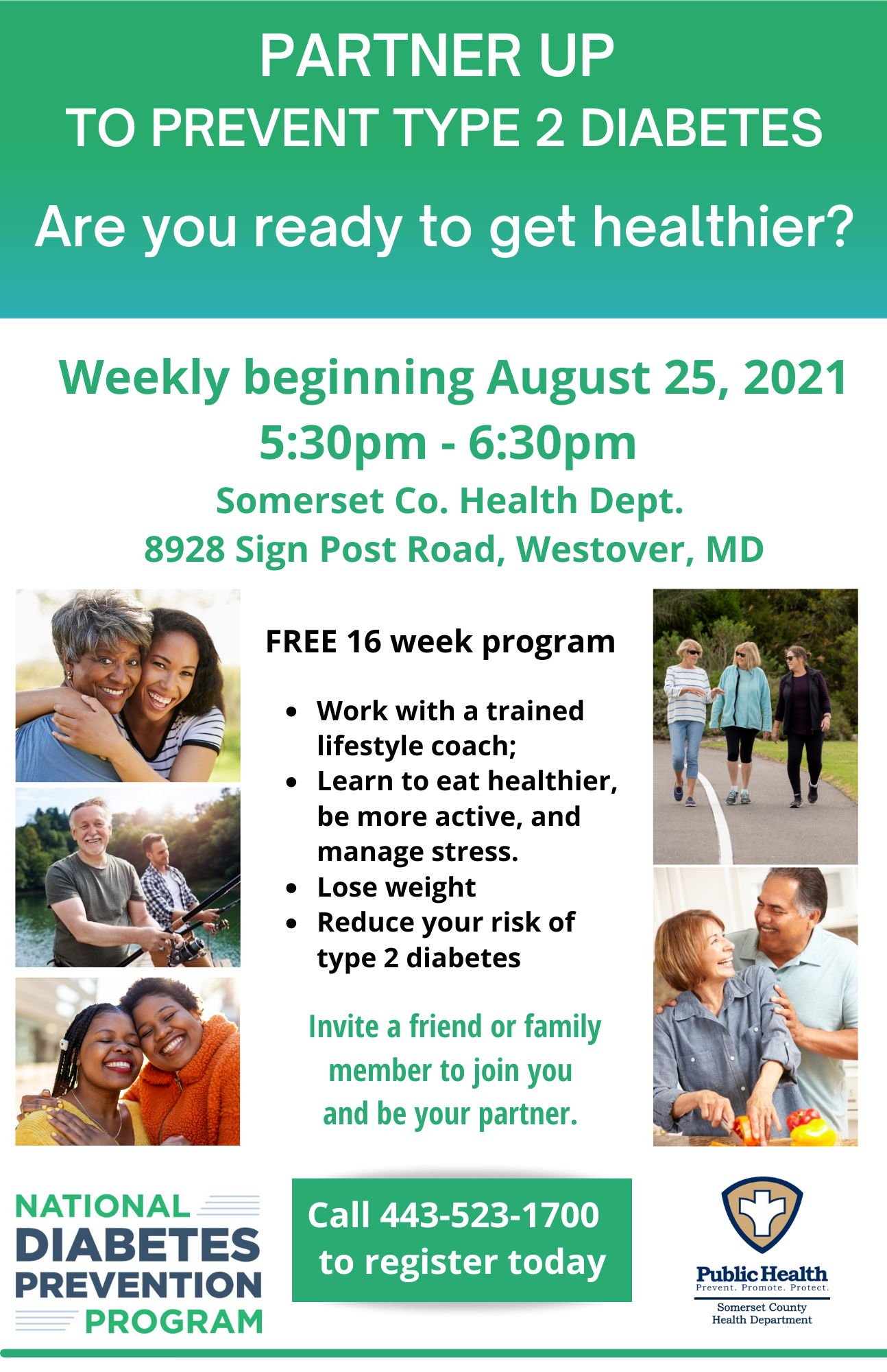 program flyer for Diabetes Prevention Program starting Aug. 25